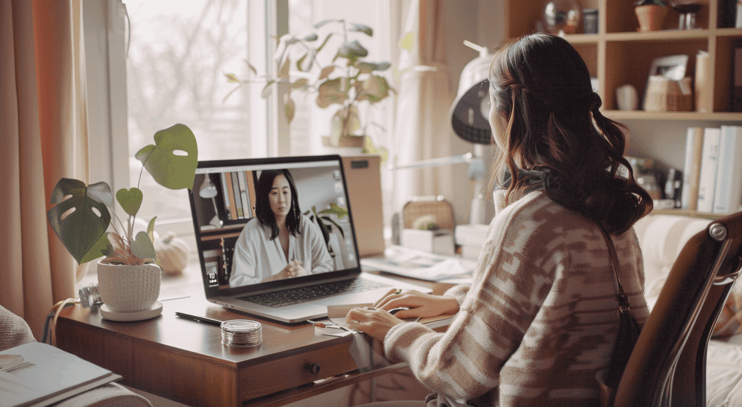 講師とオンラインレッスンをする様子