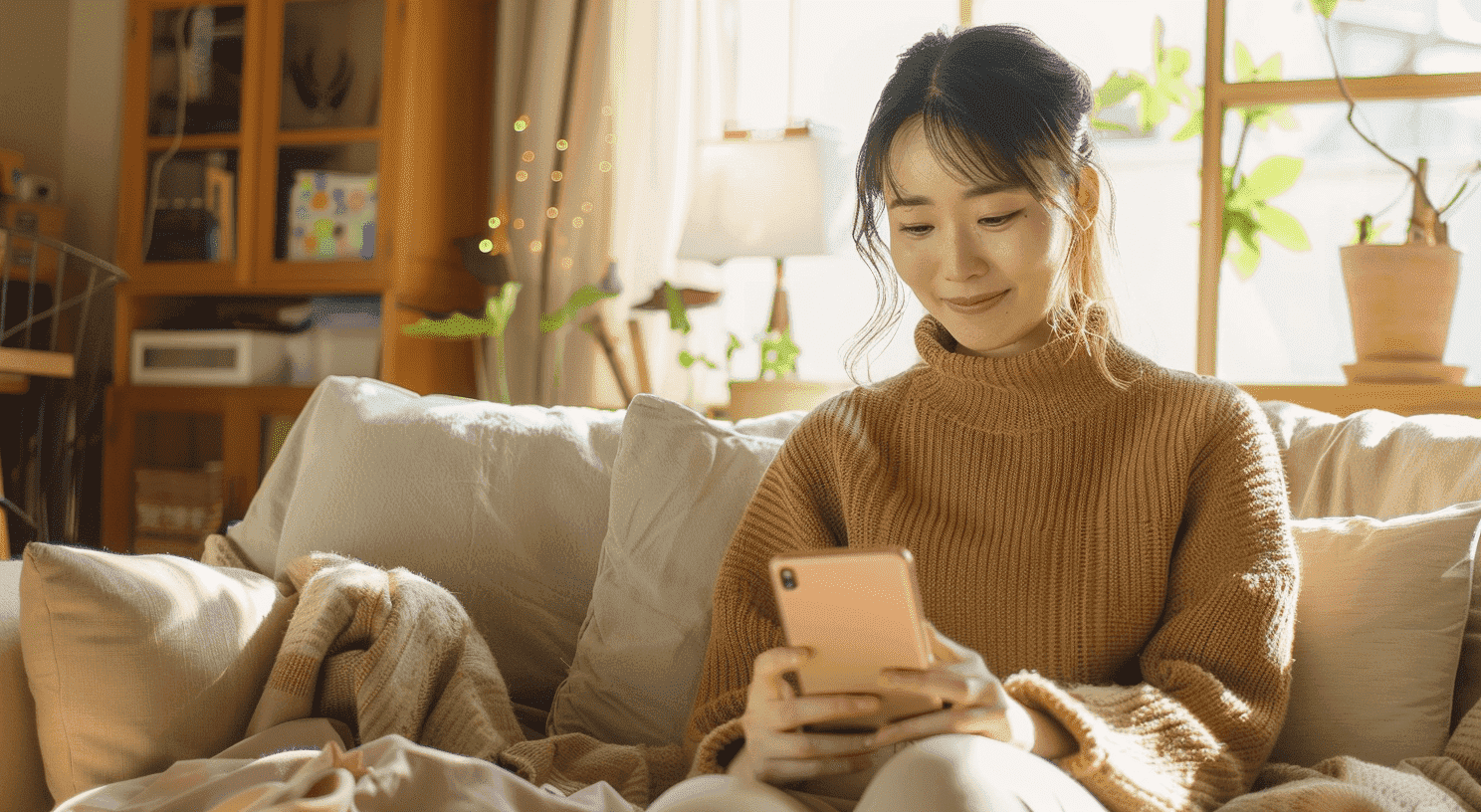 スマートフォンで動画学習する様子